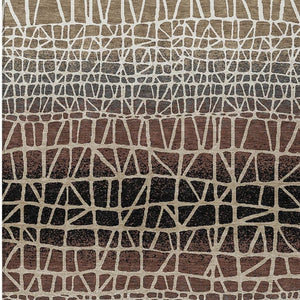 HomeRoots 10' Stylish Brown, Black & Gray Geometric Washable Area Rug - Perfect for Indoor/Outdoor Spaces! 690656