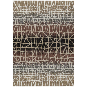 HomeRoots 10' Stylish Brown, Black & Gray Geometric Washable Area Rug - Perfect for Indoor/Outdoor Spaces! 690656