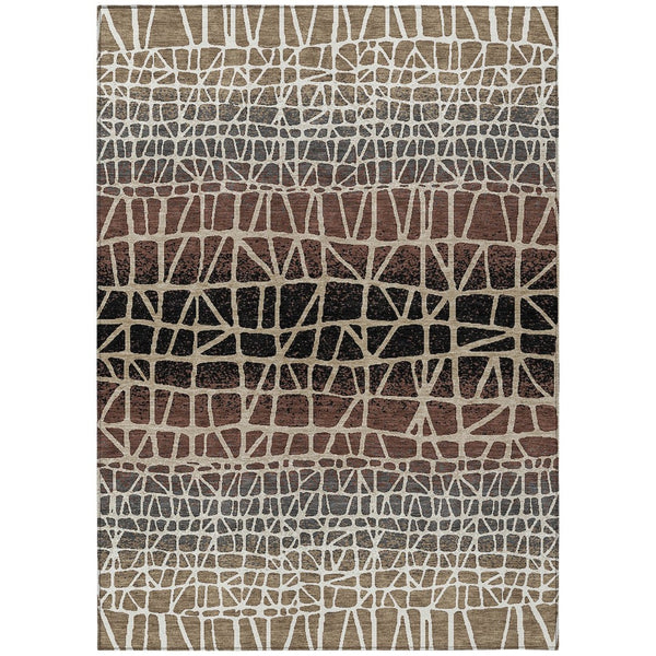 HomeRoots 10' Stylish Brown, Black & Gray Geometric Washable Area Rug - Perfect for Indoor/Outdoor Spaces! 690656