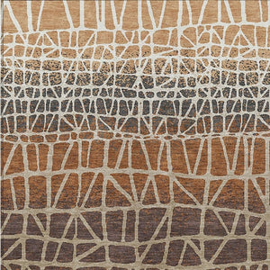 HomeRoots 5' X 8' Copper Brown Beige Geometric Rug - Washable Indoor/Outdoor, Stain-Resistant, Versatile Design 690658