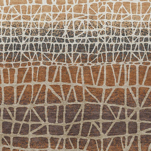 HomeRoots 9' Geometric Copper Brown & Beige Area Rug - Washable Indoor/Outdoor, Durable for High-Traffic Spaces 690661