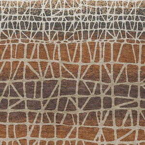 HomeRoots 10' Geometric Copper Brown & Beige Washable Area Rug – Durable Indoor/Outdoor Style for High-Traffic Use 690662
