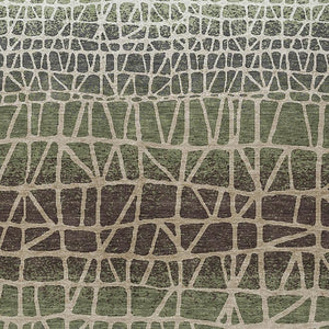 HomeRoots 5' X 8' Stylish Fern Green, Brown & Beige Geometric Washable Area Rug for Indoor/Outdoor Use 690664