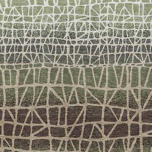 HomeRoots 9' X 12' Stylish Geometric Area Rug in Fern Green, Brown & Beige – Washable for Indoor/Outdoor Use 690667