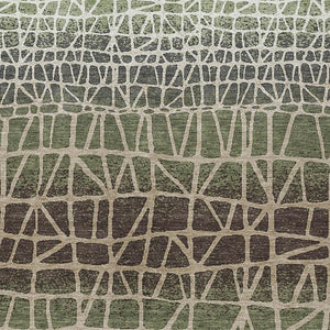 HomeRoots 10' Geometric Washable Area Rug in Fern Green, Brown & Beige - Indoor/Outdoor Durability & Style! 690668