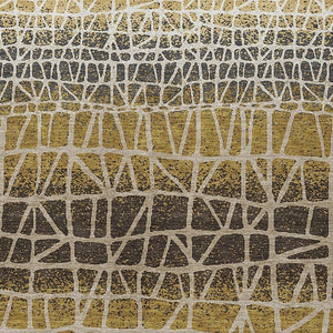 HomeRoots 8' Gold Brown Beige Geometric Washable Area Rug – Stylish Indoor/Outdoor Design for Any Space 690672
