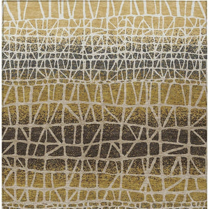 HomeRoots 10' Geometric Washable Area Rug in Gold, Brown & Beige – Stylish, Durable & Perfect for Indoors/Outdoors 690674