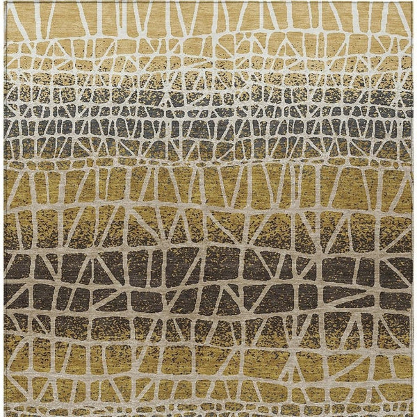 HomeRoots 10' Geometric Washable Area Rug in Gold, Brown & Beige – Stylish, Durable & Perfect for Indoors/Outdoors 690674
