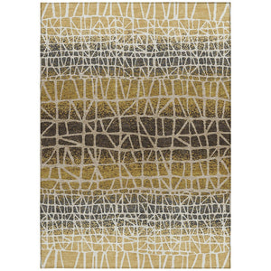 HomeRoots 10' Geometric Washable Area Rug in Gold, Brown & Beige – Stylish, Durable & Perfect for Indoors/Outdoors 690674