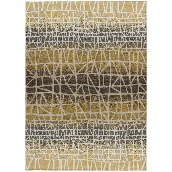 HomeRoots 10' Geometric Washable Area Rug in Gold, Brown & Beige – Stylish, Durable & Perfect for Indoors/Outdoors 690674