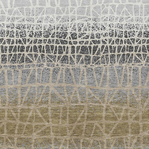 HomeRoots 5' Modern Geometric Gray Beige Ivory Washable Area Rug for Indoor & Outdoor Spaces, 5x8 ft 690676