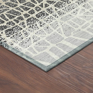 HomeRoots 8' Gray Beige and Ivory Round Rug - Stylish, Washable Geometric Design for Indoor and Outdoor Use 690677