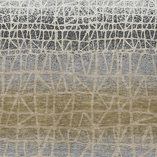 HomeRoots 9' X 12' Geometric Washable Area Rug - Stylish Gray, Beige & Ivory Design for Indoor/Outdoor Use 690679