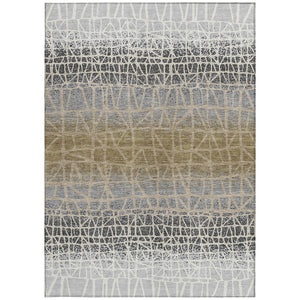 HomeRoots 9' X 12' Geometric Washable Area Rug - Stylish Gray, Beige & Ivory Design for Indoor/Outdoor Use 690679