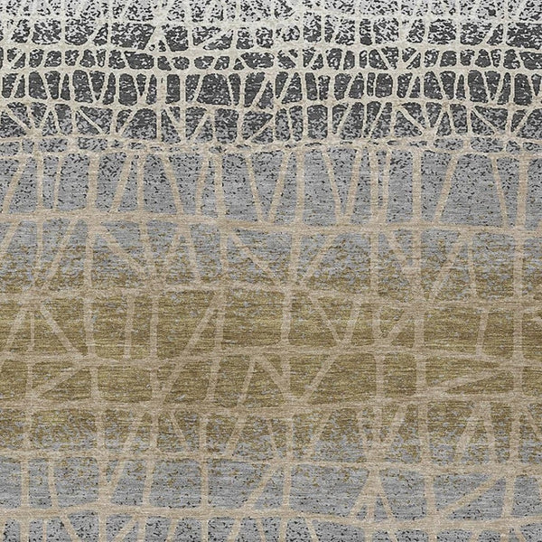 HomeRoots 10' Gray Beige Ivory Geometric Washable Area Rug - Stylish Indoor Outdoor Decor for Any Space 690680