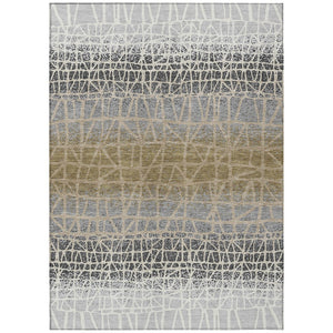 HomeRoots 10' Gray Beige Ivory Geometric Washable Area Rug - Stylish Indoor Outdoor Decor for Any Space 690680