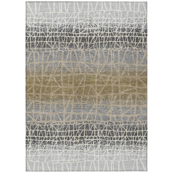 HomeRoots 10' Gray Beige Ivory Geometric Washable Area Rug - Stylish Indoor Outdoor Decor for Any Space 690680