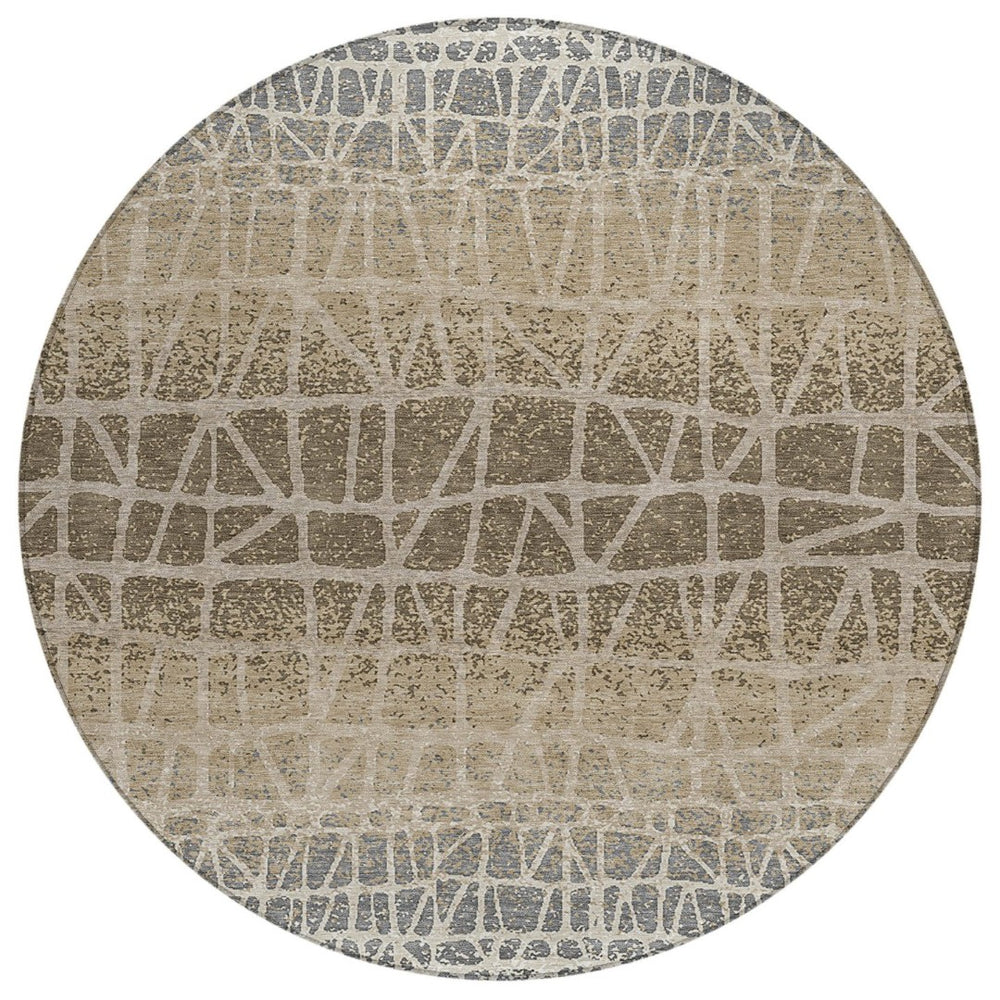 HomeRoots 8' Stylish Geometric Washable Round Indoor/Outdoor Area Rug - Durable, Easy-Care, Versatile Design! 690683