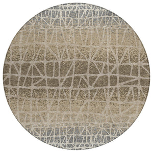 HomeRoots 8' Stylish Geometric Washable Round Indoor/Outdoor Area Rug - Durable, Easy-Care, Versatile Design! 690683