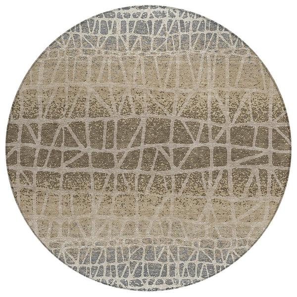 HomeRoots 8' Stylish Geometric Washable Round Indoor/Outdoor Area Rug - Durable, Easy-Care, Versatile Design! 690683