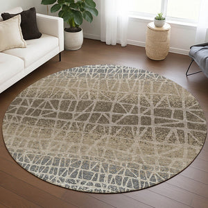HomeRoots 8' Stylish Geometric Washable Round Indoor/Outdoor Area Rug - Durable, Easy-Care, Versatile Design! 690683