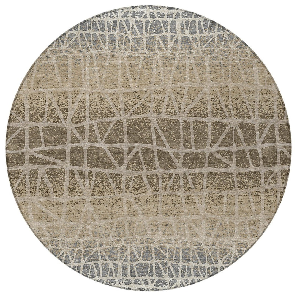HomeRoots 8' Stylish Geometric Washable Round Indoor/Outdoor Area Rug - Durable, Easy-Care, Versatile Design! 690683