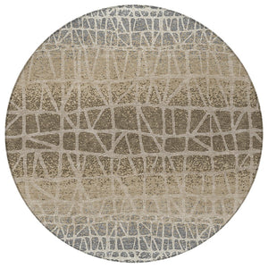 HomeRoots 8' Stylish Geometric Washable Round Indoor/Outdoor Area Rug - Durable, Easy-Care, Versatile Design! 690683