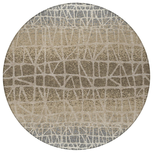 HomeRoots 8' Stylish Geometric Washable Round Indoor/Outdoor Area Rug - Durable, Easy-Care, Versatile Design! 690683