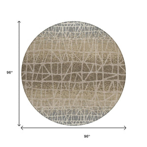 HomeRoots 8' Stylish Geometric Washable Round Indoor/Outdoor Area Rug - Durable, Easy-Care, Versatile Design! 690683