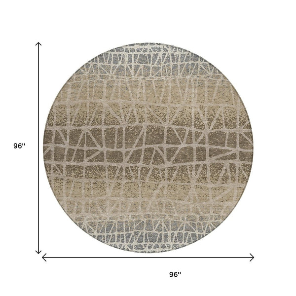 HomeRoots 8' Stylish Geometric Washable Round Indoor/Outdoor Area Rug - Durable, Easy-Care, Versatile Design! 690683