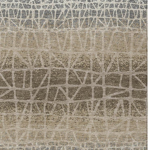 HomeRoots 8' X 10' Stylish Ivory Brown Beige Geometric Washable Area Rug for Indoor Outdoor Use, Kids & Pets Safe 690684