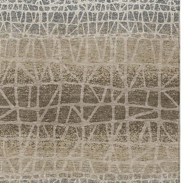 HomeRoots 8' X 10' Stylish Ivory Brown Beige Geometric Washable Area Rug for Indoor Outdoor Use, Kids & Pets Safe 690684