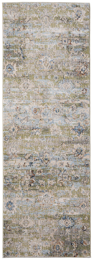 Feizy Rugs Melrose Area Rug - Turkish-crafted, Durable Floral Design With Subtle Sheen For Elegant Spaces Green,Ivory,Blue Polypropylene,Polyester,Viscose Mel39p3fgrnivyi02