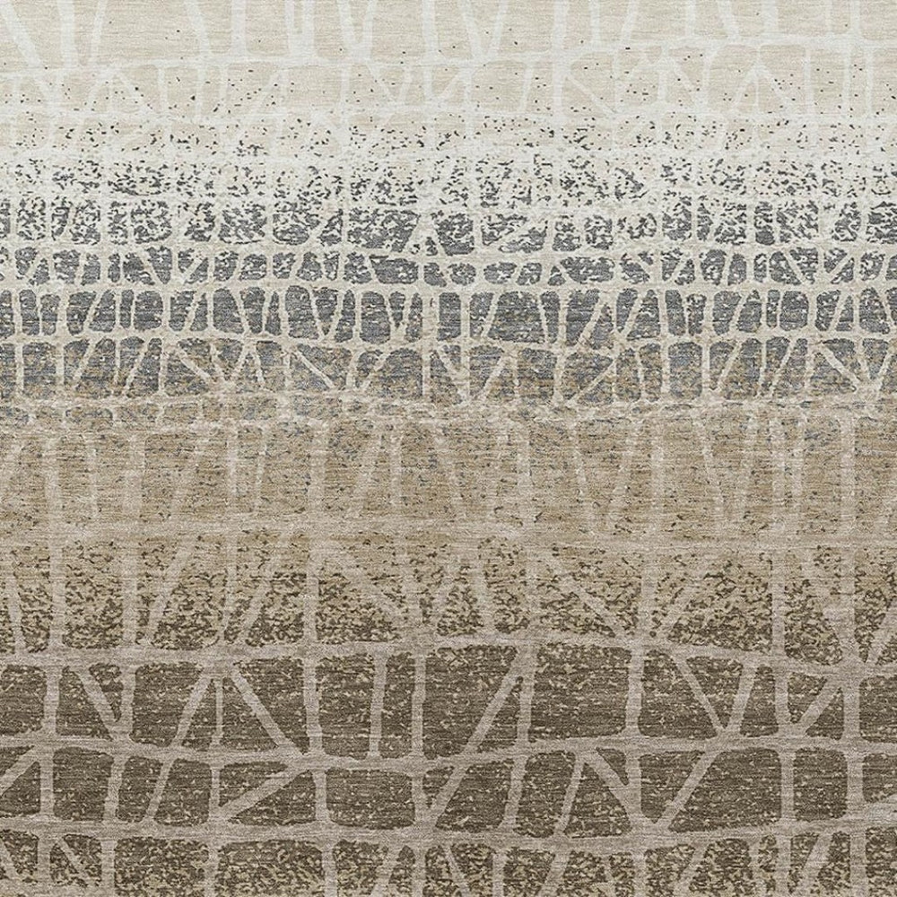 HomeRoots 10' Stylish Ivory Brown Geometric Washable Area Rug for Indoor/Outdoor Use - Durable & Easy Care 690686