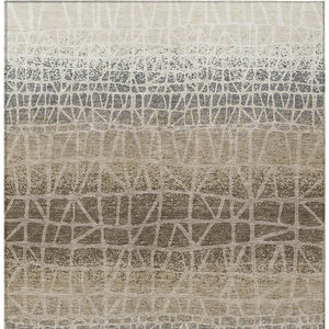 HomeRoots 10' Stylish Ivory Brown Geometric Washable Area Rug for Indoor/Outdoor Use - Durable & Easy Care 690686