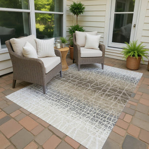 HomeRoots 10' Stylish Ivory Brown Geometric Washable Area Rug for Indoor/Outdoor Use - Durable & Easy Care 690686