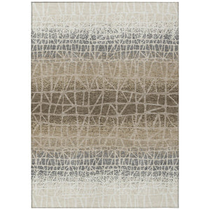 HomeRoots 10' Stylish Ivory Brown Geometric Washable Area Rug for Indoor/Outdoor Use - Durable & Easy Care 690686
