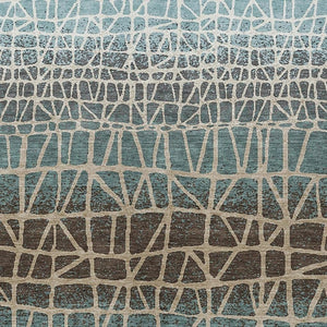 HomeRoots 5' Teal Blue Geometric Area Rug - Washable, Durable, Modern Design for Indoor & Outdoor Use 690688