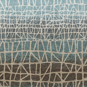 HomeRoots 9' X 12' Teal Blue Geometric Indoor Outdoor Area Rug - Stylish, Washable & Stain-Resistant Solution! 690691