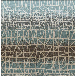 HomeRoots 10' Teal Blue Geometric Area Rug - Washable, Durable Indoor/Outdoor Design for High-Traffic Spaces 690692