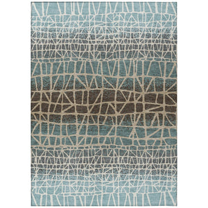HomeRoots 10' Teal Blue Geometric Area Rug - Washable, Durable Indoor/Outdoor Design for High-Traffic Spaces 690692