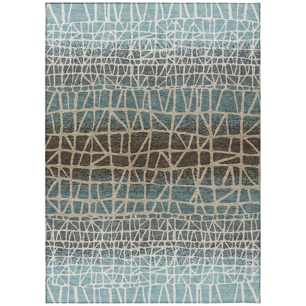 HomeRoots 10' Teal Blue Geometric Area Rug - Washable, Durable Indoor/Outdoor Design for High-Traffic Spaces 690692