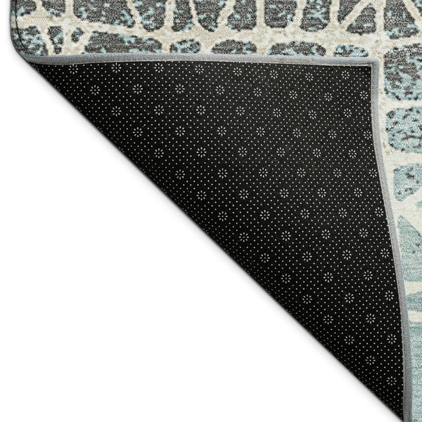 HomeRoots 10' Teal Blue Geometric Area Rug - Washable, Durable Indoor/Outdoor Design for High-Traffic Spaces 690692