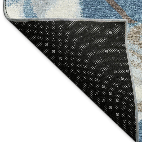 HomeRoots 5' X 8' Blue and Ivory Botanical Leaves Washable Rug - Durable, Stylish, and Perfect for Any Space! 690700