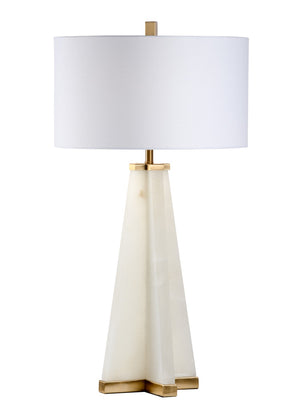 Chelsea House Alabaster Pyramid Lamp With Antique Brass Base — 34" Tall Soft-Glow Shade, Compact 9.5" Footprint Elegance 69071
