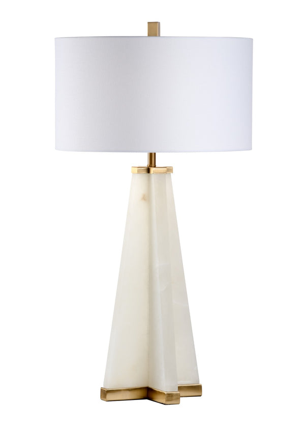 Chelsea House Alabaster Pyramid Lamp With Antique Brass Base — 34" Tall Soft-Glow Shade, Compact 9.5" Footprint Elegance 69071