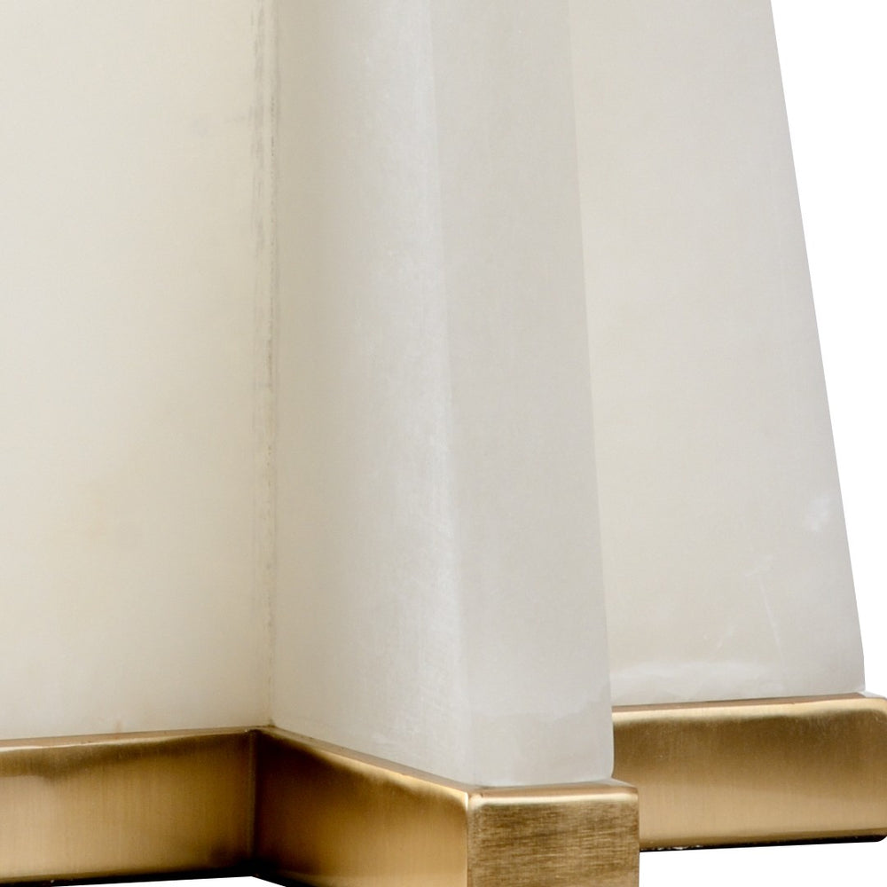 Chelsea House Alabaster Pyramid Lamp With Antique Brass Base — 34" Tall Soft-Glow Shade, Compact 9.5" Footprint Elegance 69071