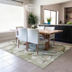 HomeRoots 10' X 14' Vibrant Lime Green Botanical Area Rug - Washable, Durable, Stylish for Indoor & Outdoor Use 690710