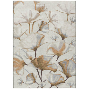 HomeRoots 8' X 10' Copper Ivory Beige Botanical Leaves Rug - Durable, Washable, Stylish for Indoor & Outdoor Use 690714