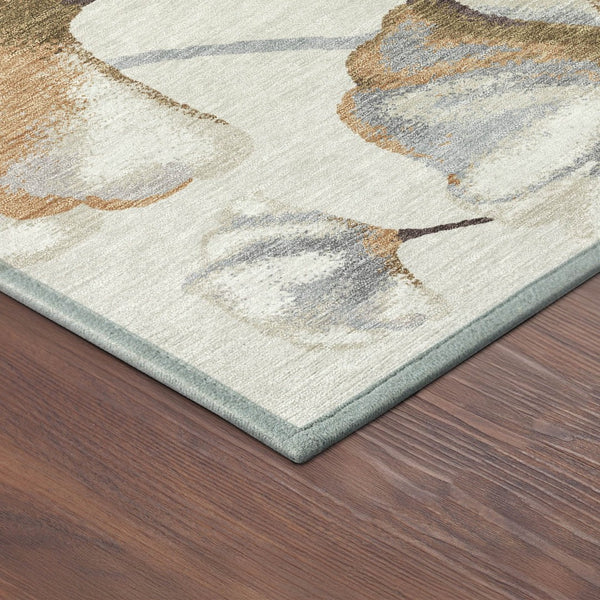 HomeRoots 8' X 10' Copper Ivory Beige Botanical Leaves Rug - Durable, Washable, Stylish for Indoor & Outdoor Use 690714